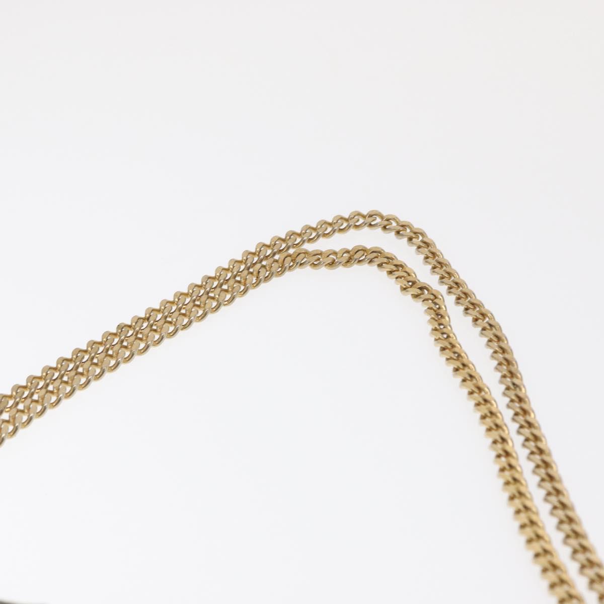 Christian Dior Trotter Canvas Chain Shoulder Bag Navy Gold Auth 159985