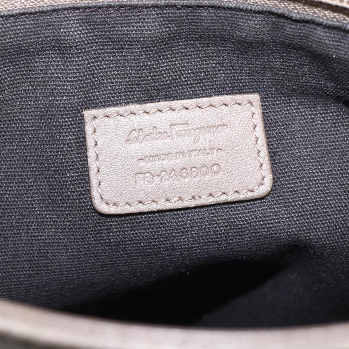 Salvatore Ferragamo Shoulder Bag Leather Beige Silver Auth 159986