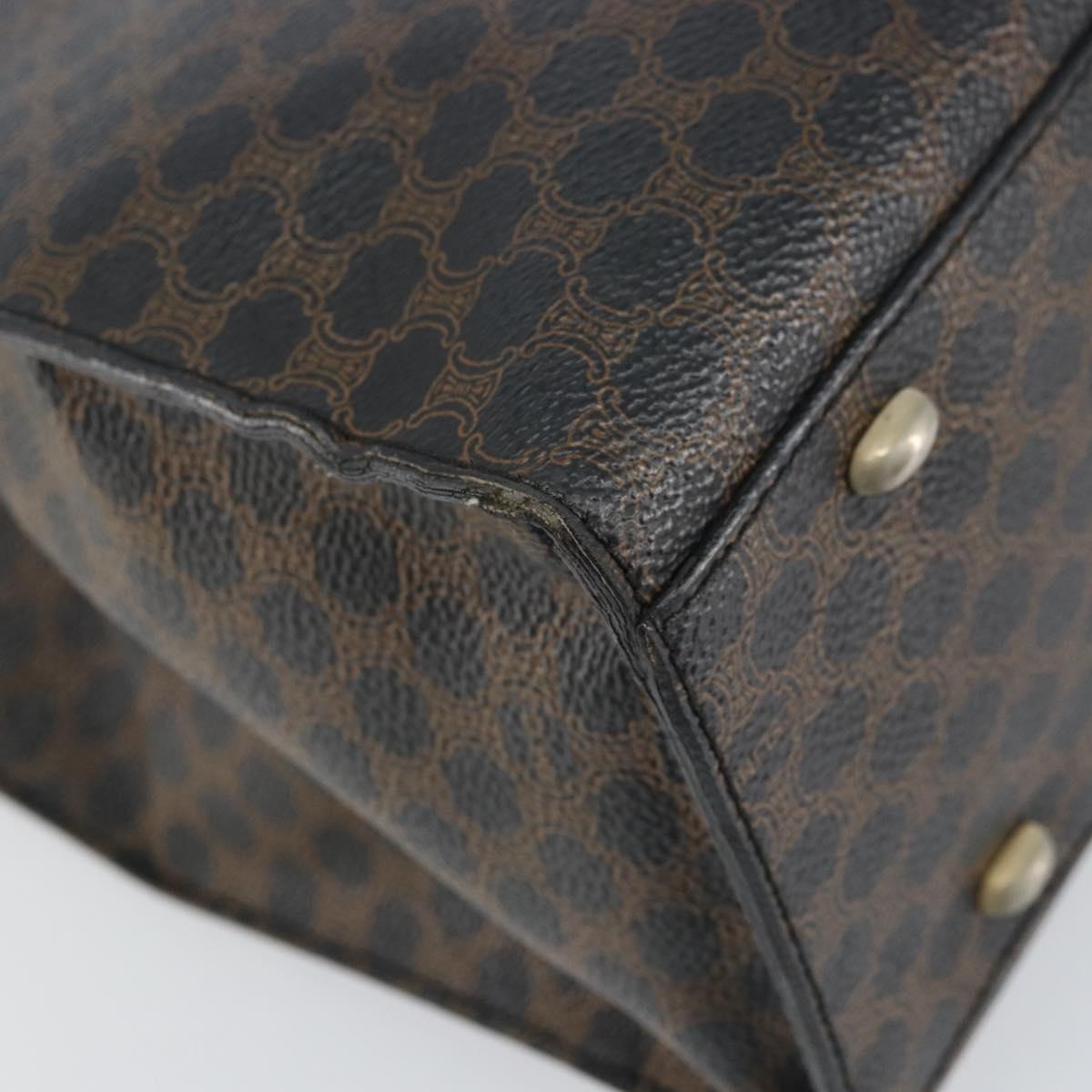 CELINE Macadam Canvas Hand Bag PVC Leather Brown Gold Auth 159988