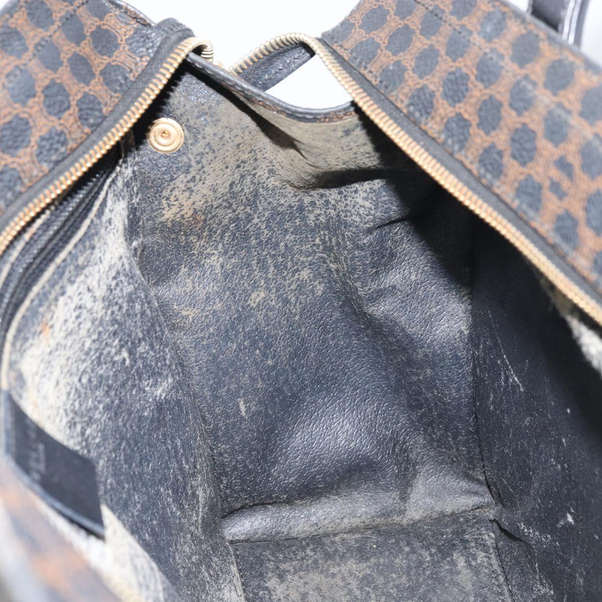 CELINE Macadam Canvas Hand Bag PVC Leather Brown Gold Auth 159988