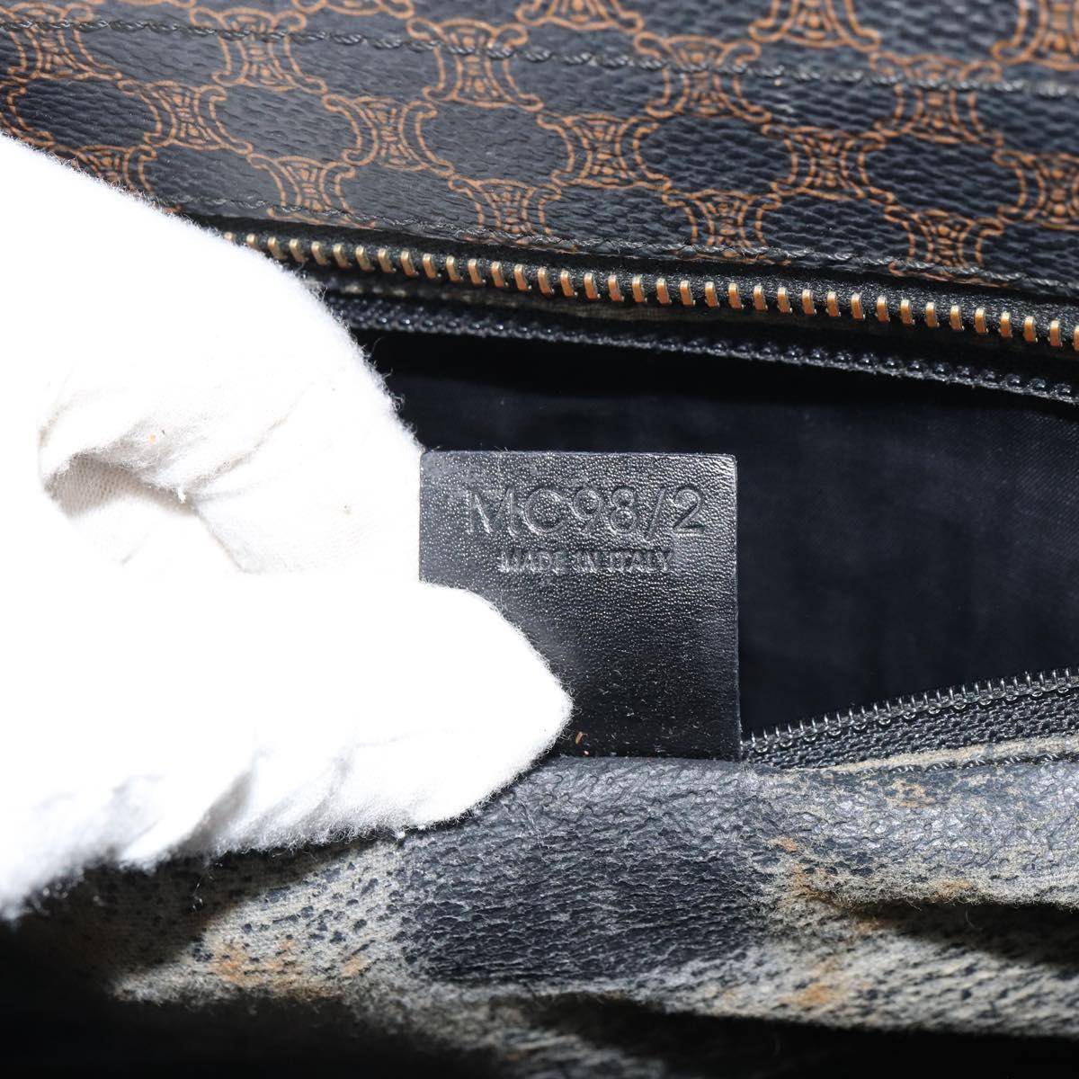 CELINE Macadam Canvas Hand Bag PVC Leather Brown Gold Auth 159988
