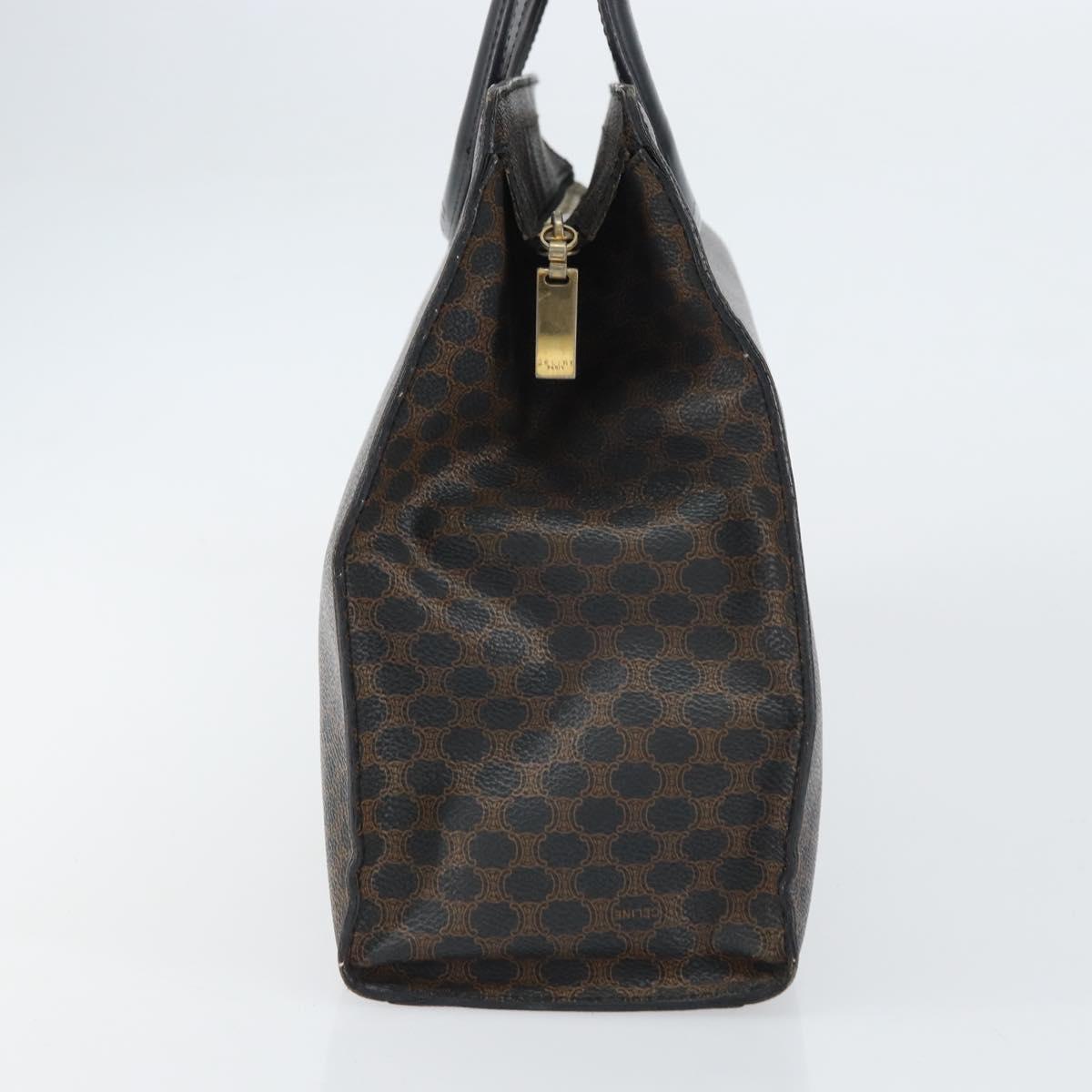CELINE Macadam Canvas Hand Bag PVC Leather Brown Gold Auth 159988