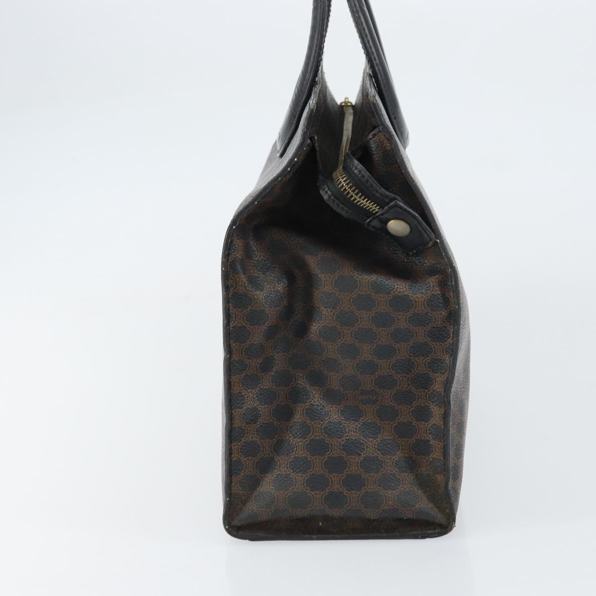 CELINE Macadam Canvas Hand Bag PVC Leather Brown Gold Auth 159988