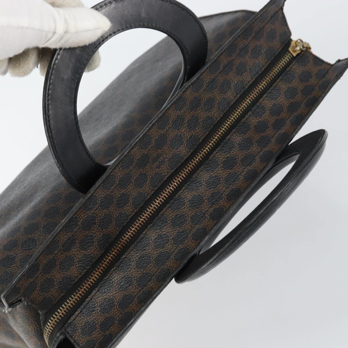 CELINE Macadam Canvas Hand Bag PVC Leather Brown Gold Auth 159988