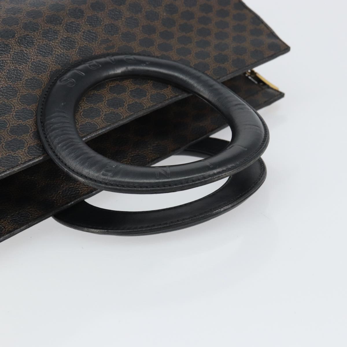 CELINE Macadam Canvas Hand Bag PVC Leather Brown Gold Auth 159988