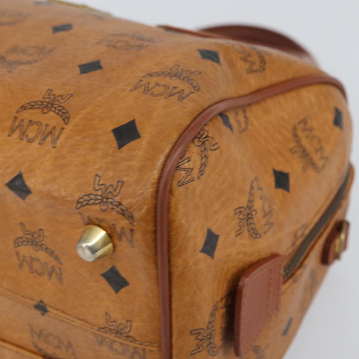 MCM Vicetos Logogram Hand Bag PVC Leather Brown Gold Auth 159989