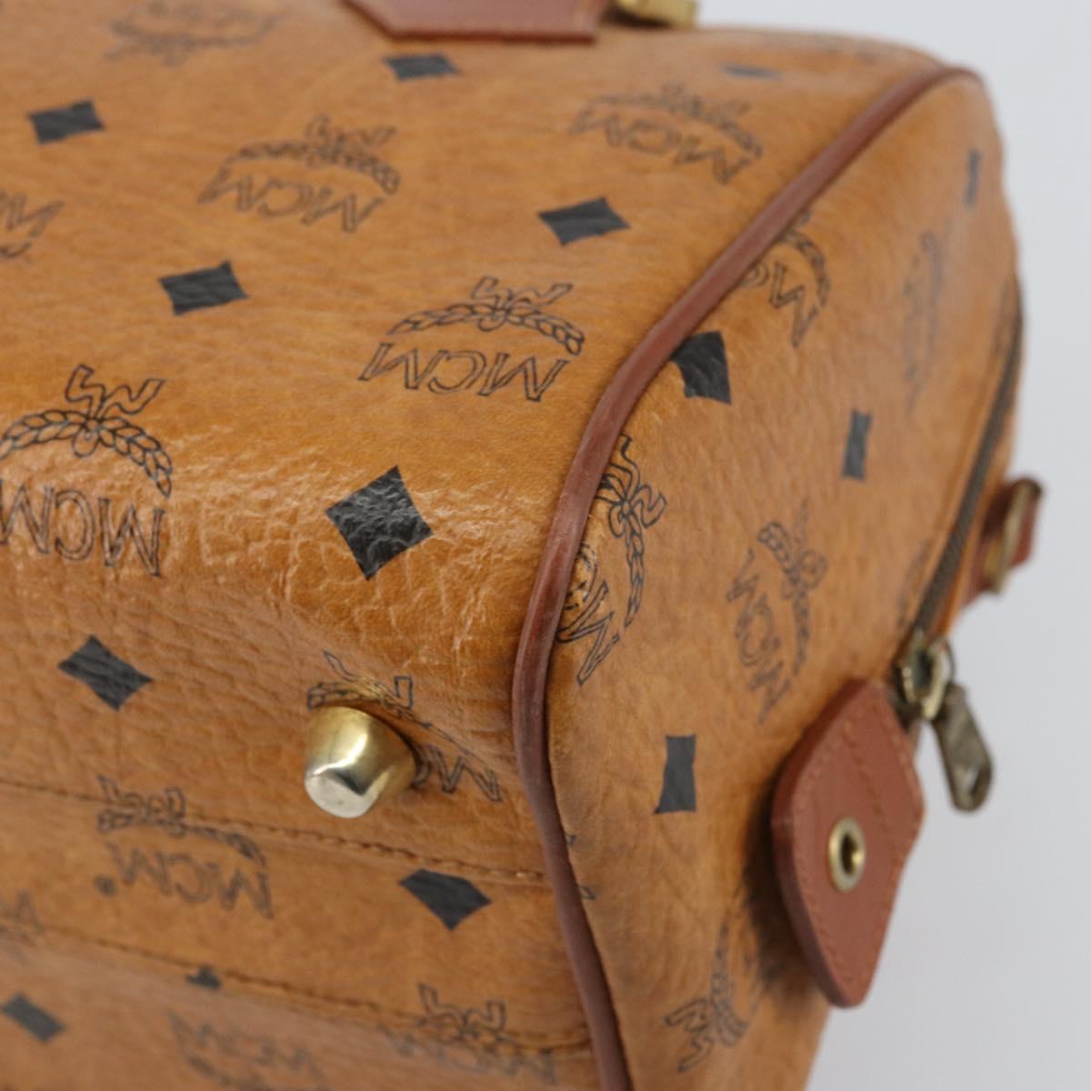 MCM Vicetos Logogram Hand Bag PVC Leather Brown Gold Auth 159989