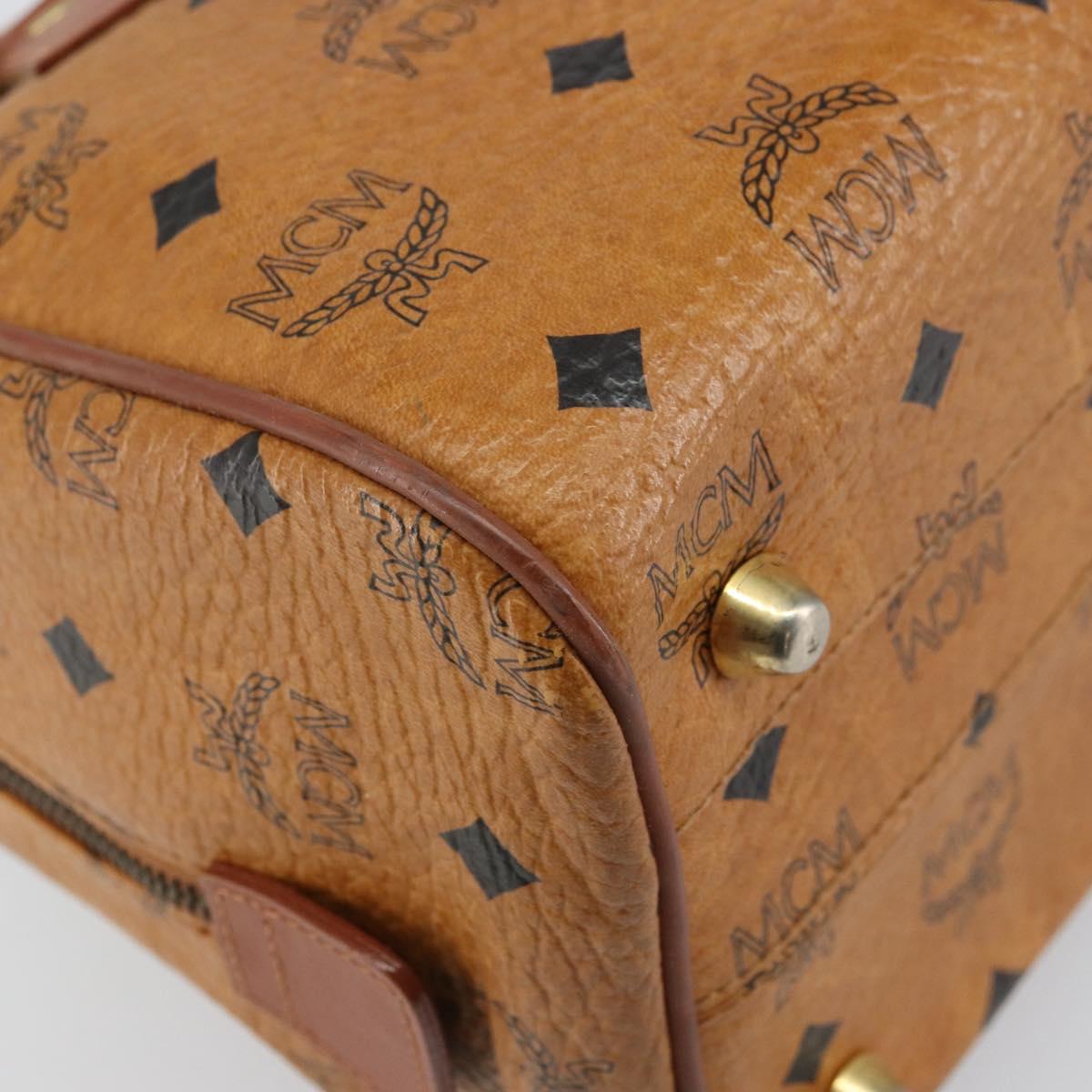 MCM Vicetos Logogram Hand Bag PVC Leather Brown Gold Auth 159989