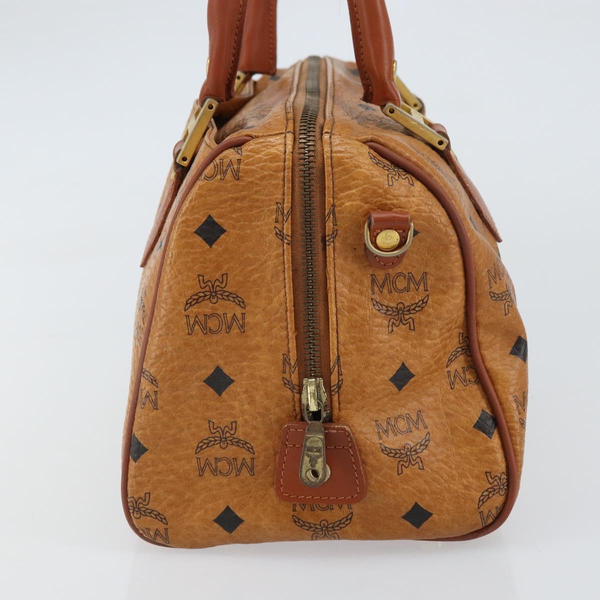 MCM Vicetos Logogram Hand Bag PVC Leather Brown Gold Auth 159989