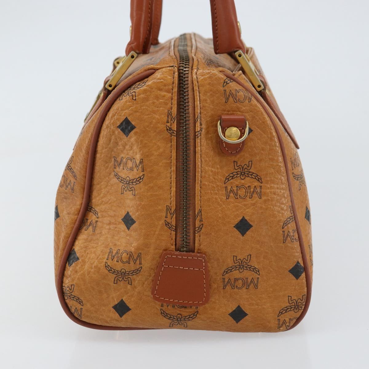 MCM Vicetos Logogram Hand Bag PVC Leather Brown Gold Auth 159989