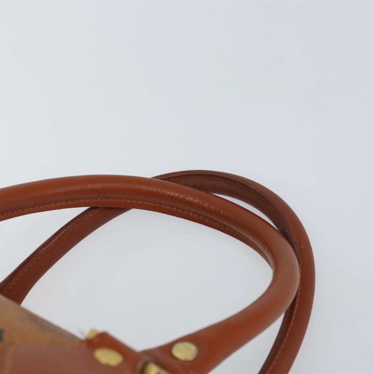 MCM Vicetos Logogram Hand Bag PVC Leather Brown Gold Auth 159989