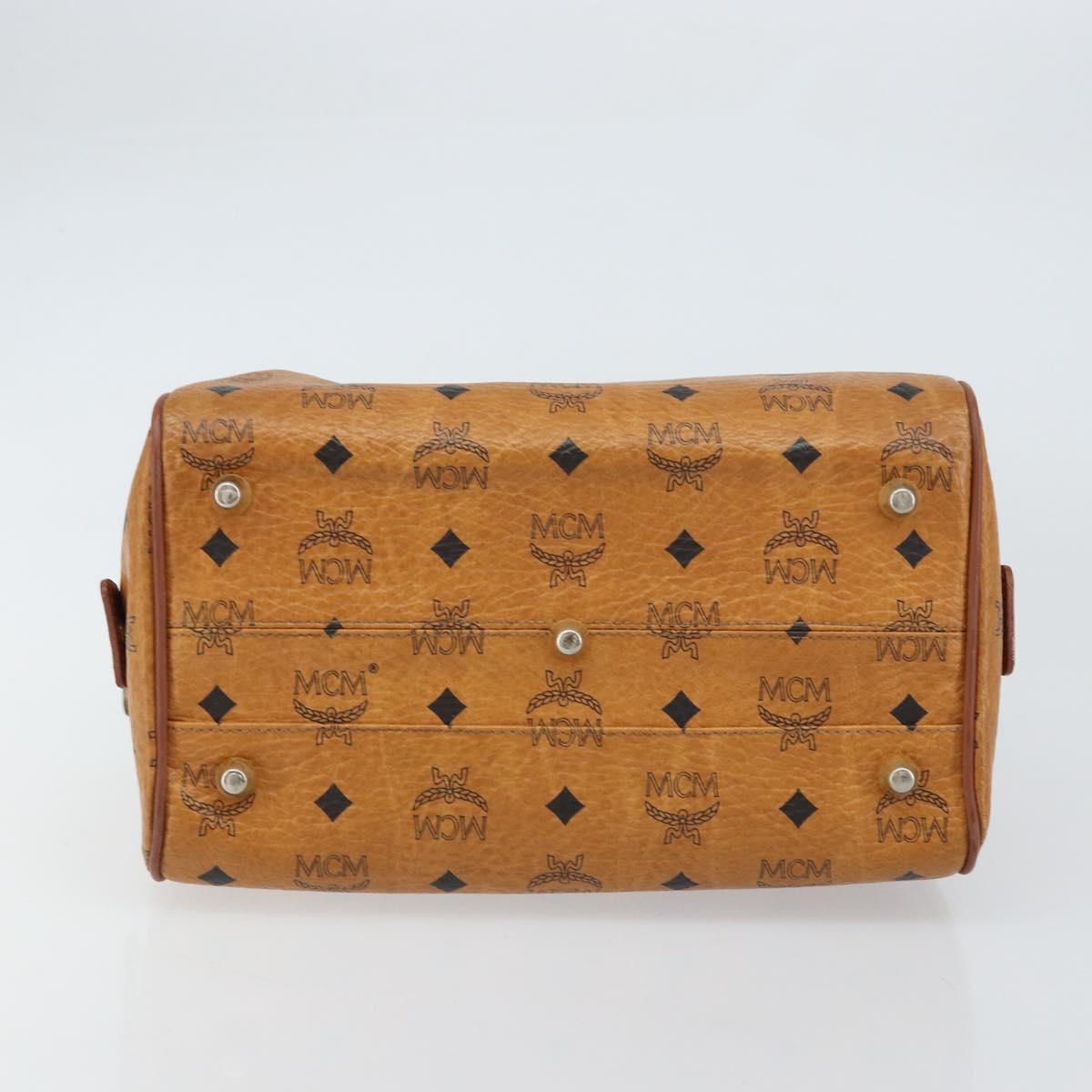 MCM Vicetos Logogram Hand Bag PVC Leather Brown Gold Auth 159989