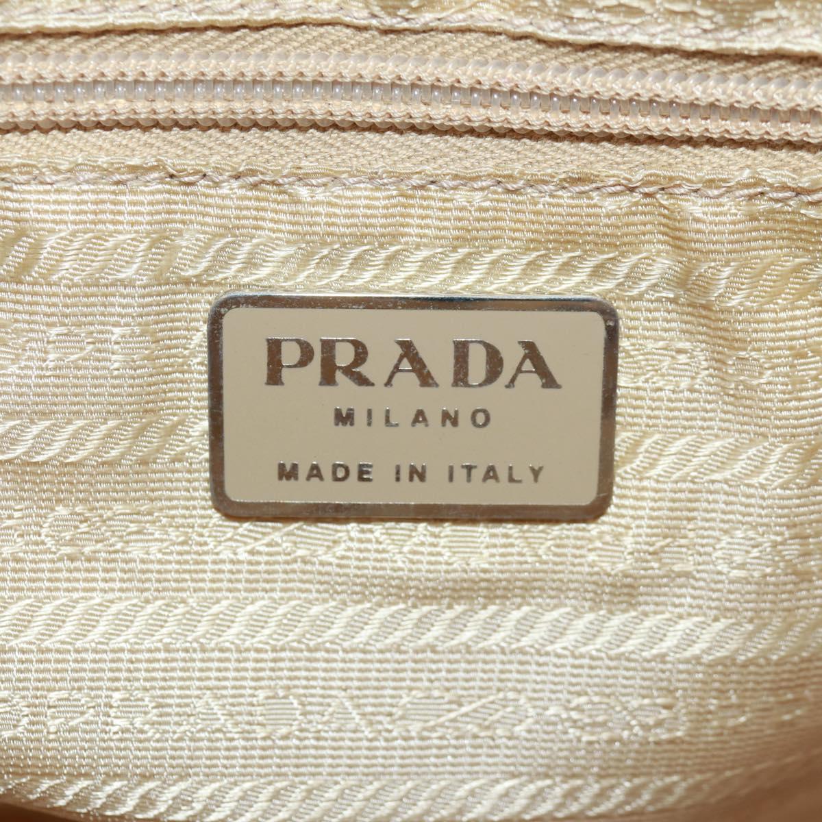 PRADA Backpack Nylon Beige Silver Auth 159998