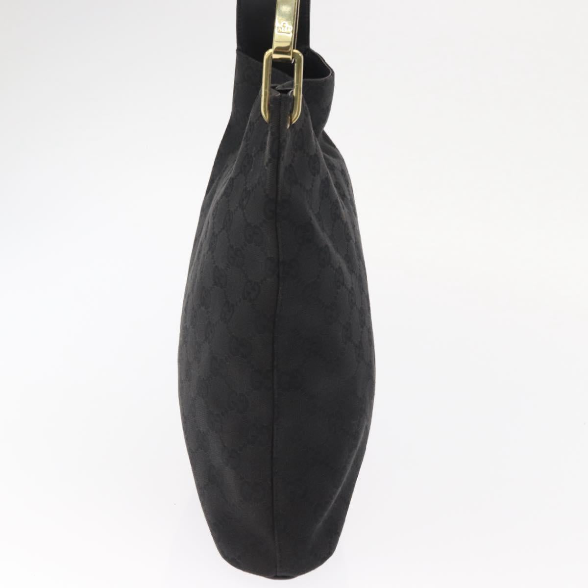 GUCCI GG Canvas Shoulder Bag Black Gold 91761 Auth 160003