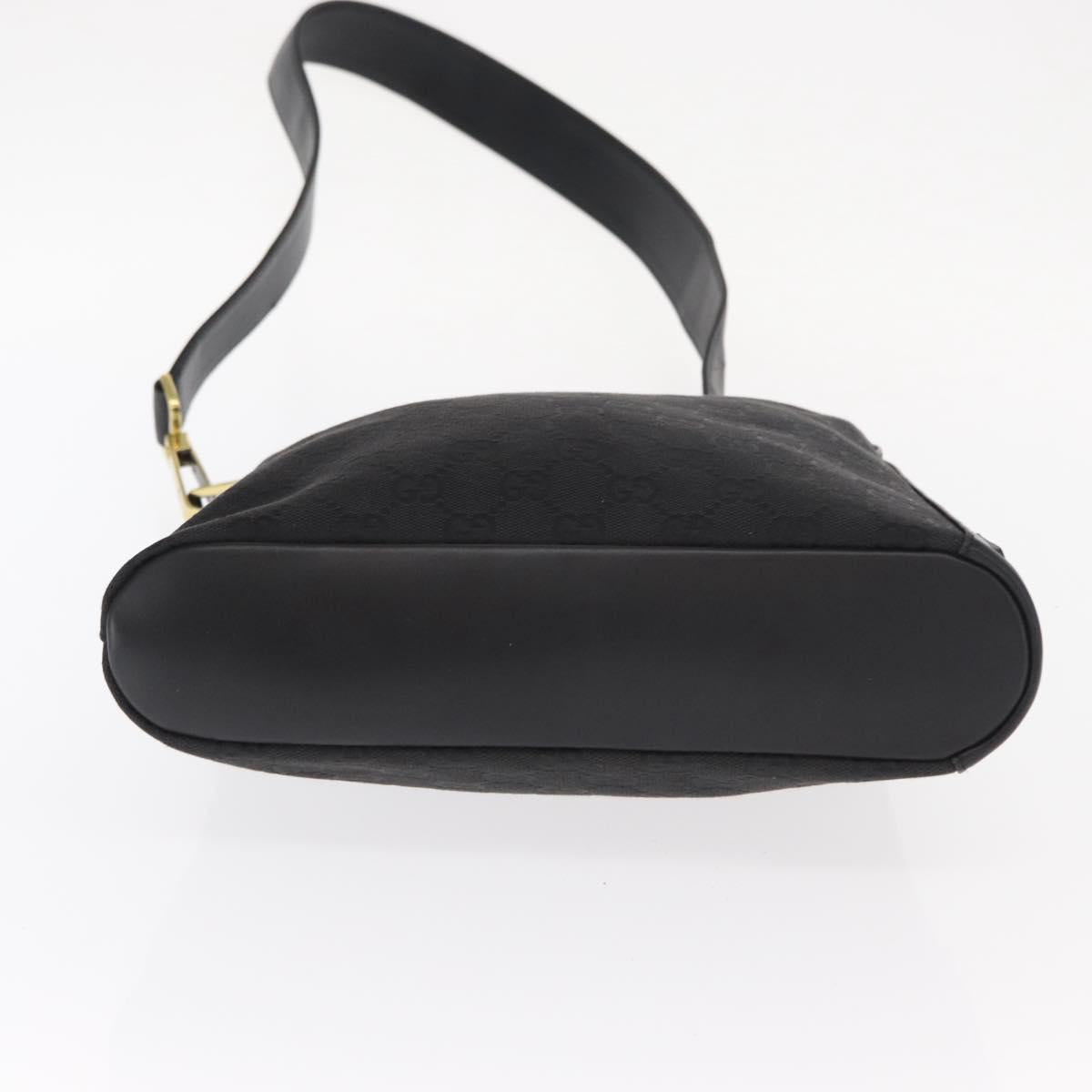 GUCCI GG Canvas Shoulder Bag Black Gold 91761 Auth 160003
