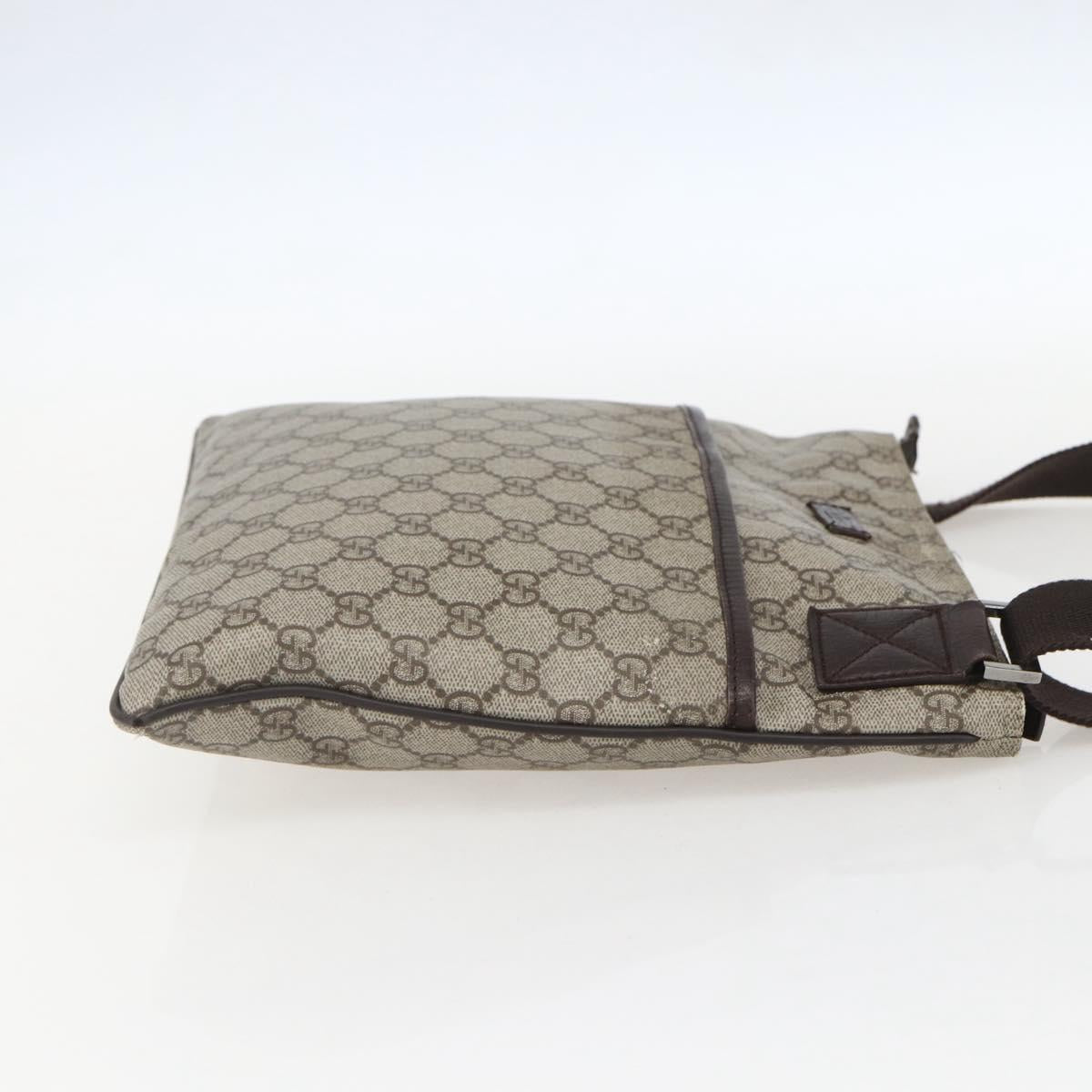 GUCCI GG Supreme Shoulder Bag PVC Beige Silver 141626 Auth 160022