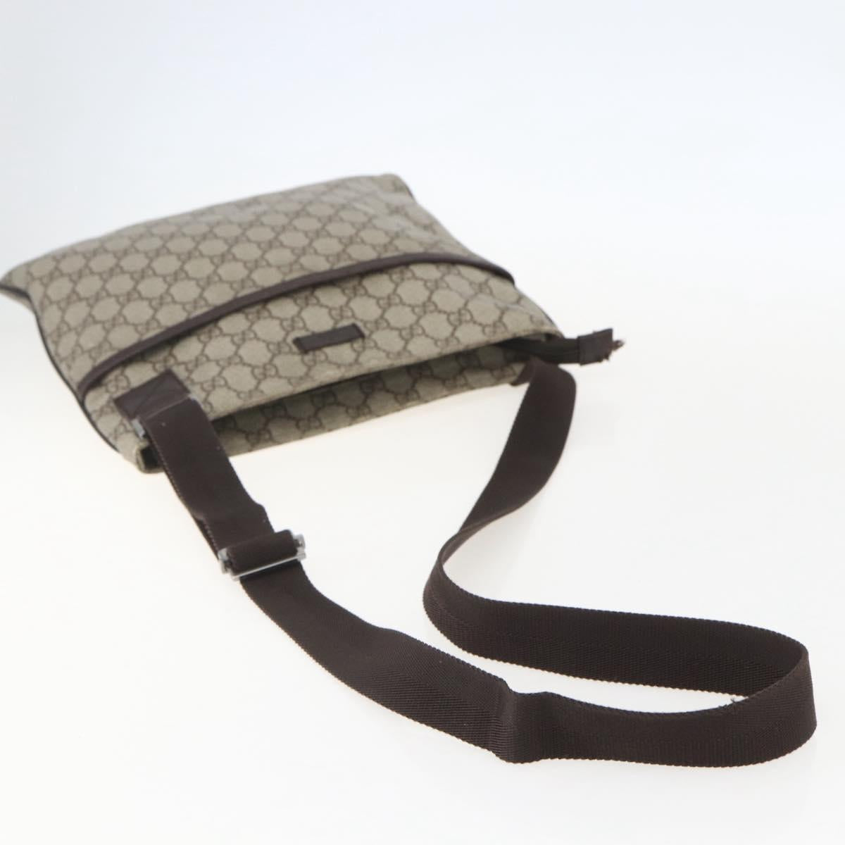 GUCCI GG Supreme Shoulder Bag PVC Beige Silver 141626 Auth 160022