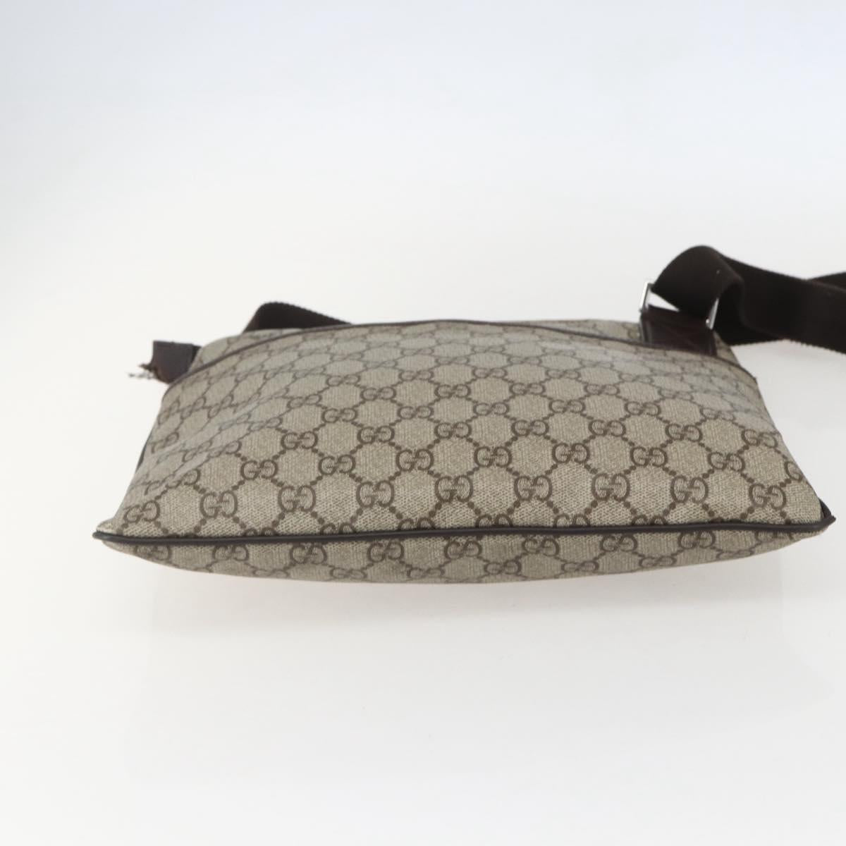 GUCCI GG Supreme Shoulder Bag PVC Beige Silver 141626 Auth 160022
