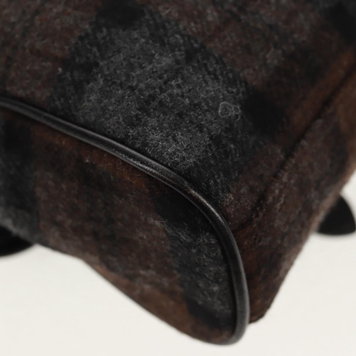 BURBERRY Nova Check Black Label Shoulder Bag Wool Black Silver Auth 160023V