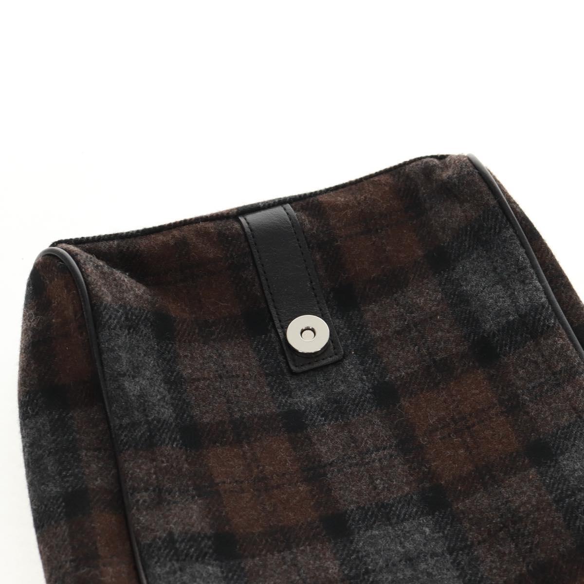 BURBERRY Nova Check Black Label Shoulder Bag Wool Black Silver Auth 160023V