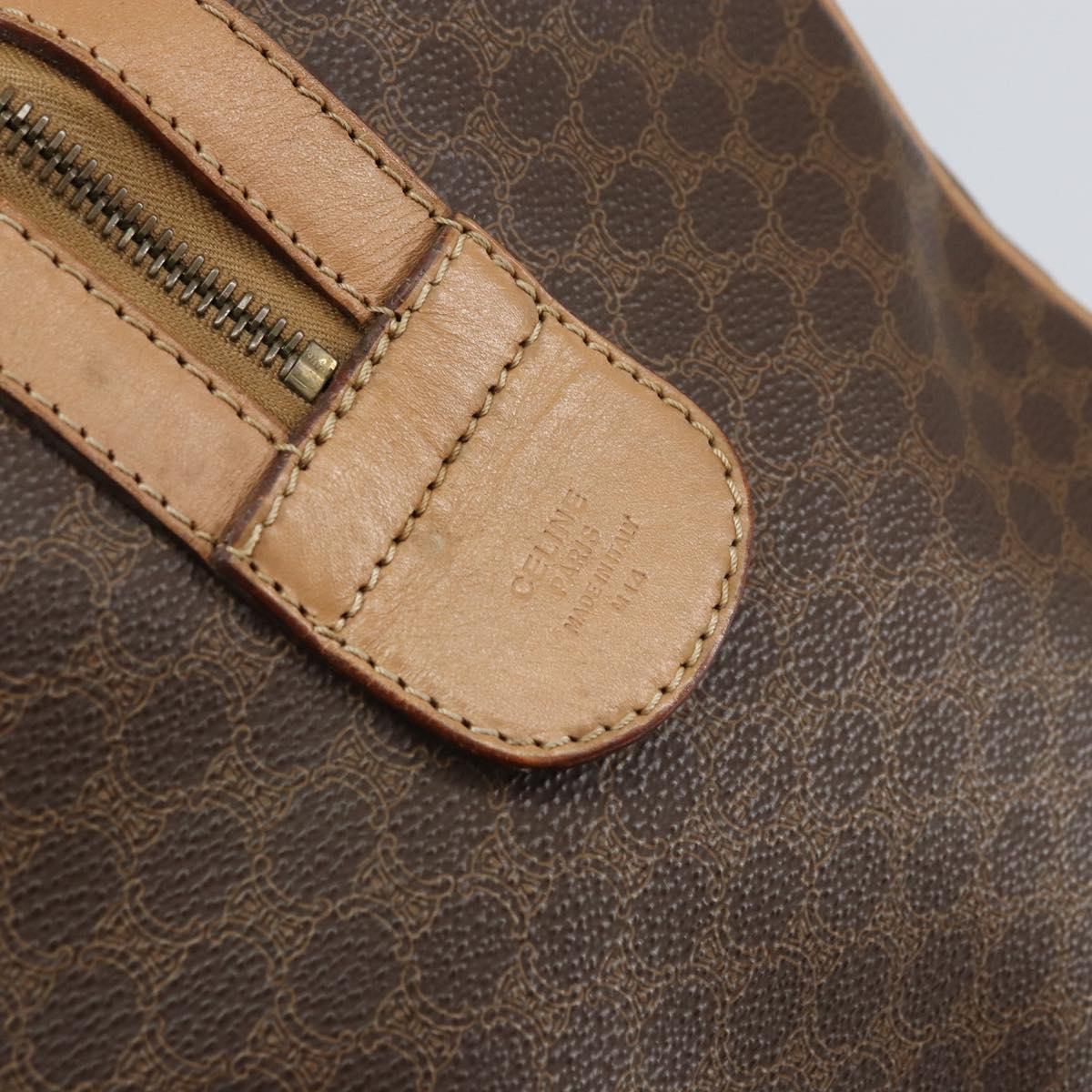 CELINE Macadam Canvas Boston Bag PVC Leather Brown Gold Auth 160040