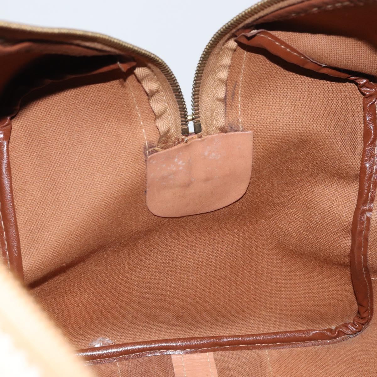 CELINE Macadam Canvas Boston Bag PVC Leather Brown Gold Auth 160040