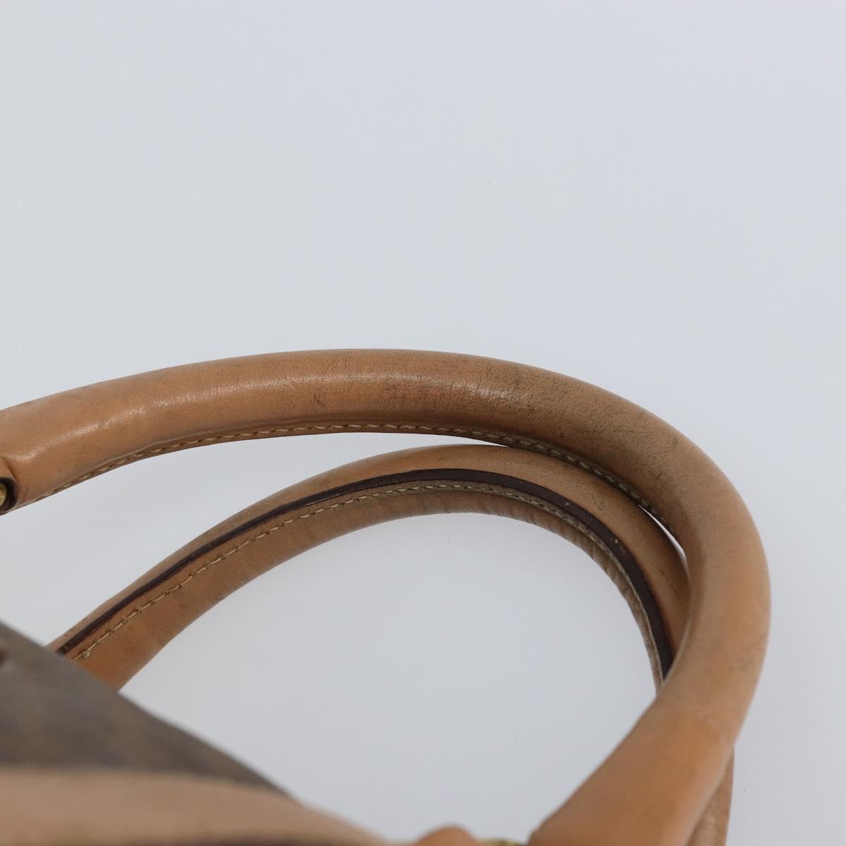 CELINE Macadam Canvas Boston Bag PVC Leather Brown Gold Auth 160040
