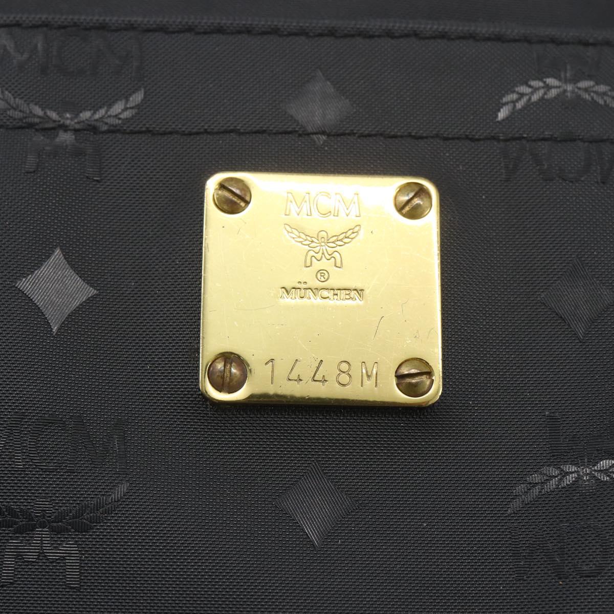 MCM Logogram Vicetos Tote Bag PVC Black Gold Auth 160044