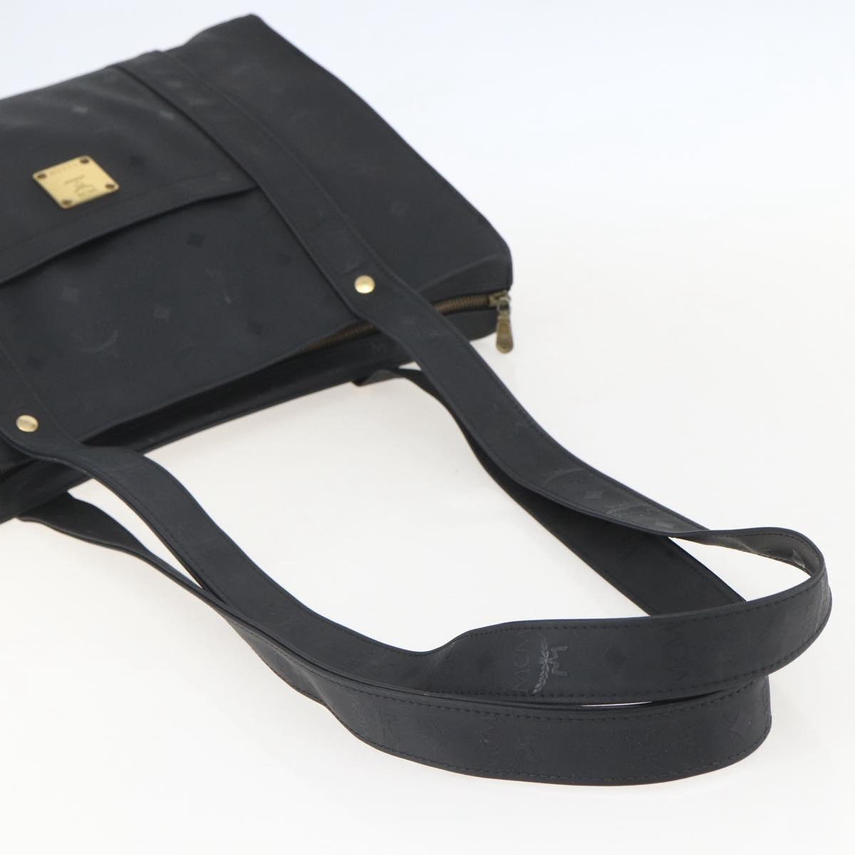 MCM Logogram Vicetos Tote Bag PVC Black Gold Auth 160044