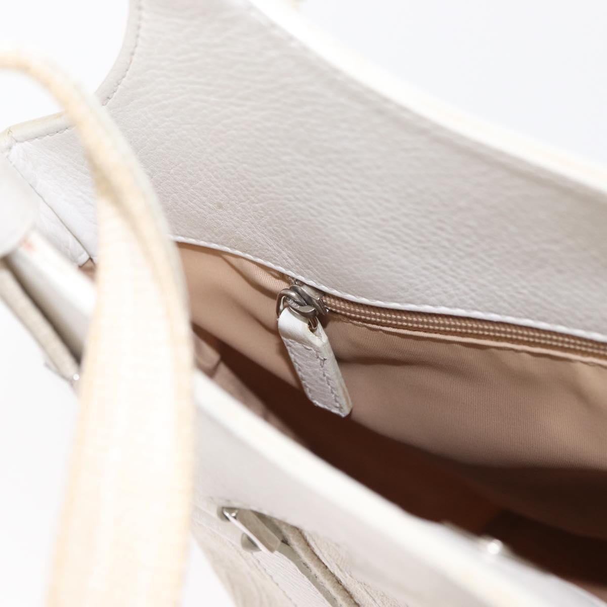 Christian Dior Trotter Canvas Tote Bag White Silver Auth 160046