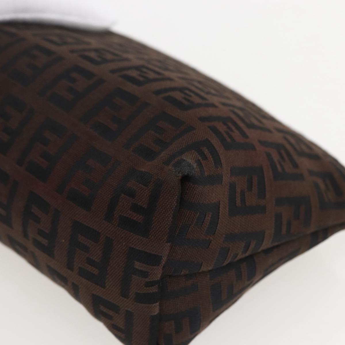 FENDI Zucchino Canvas Pouch Black Brown Auth 160049