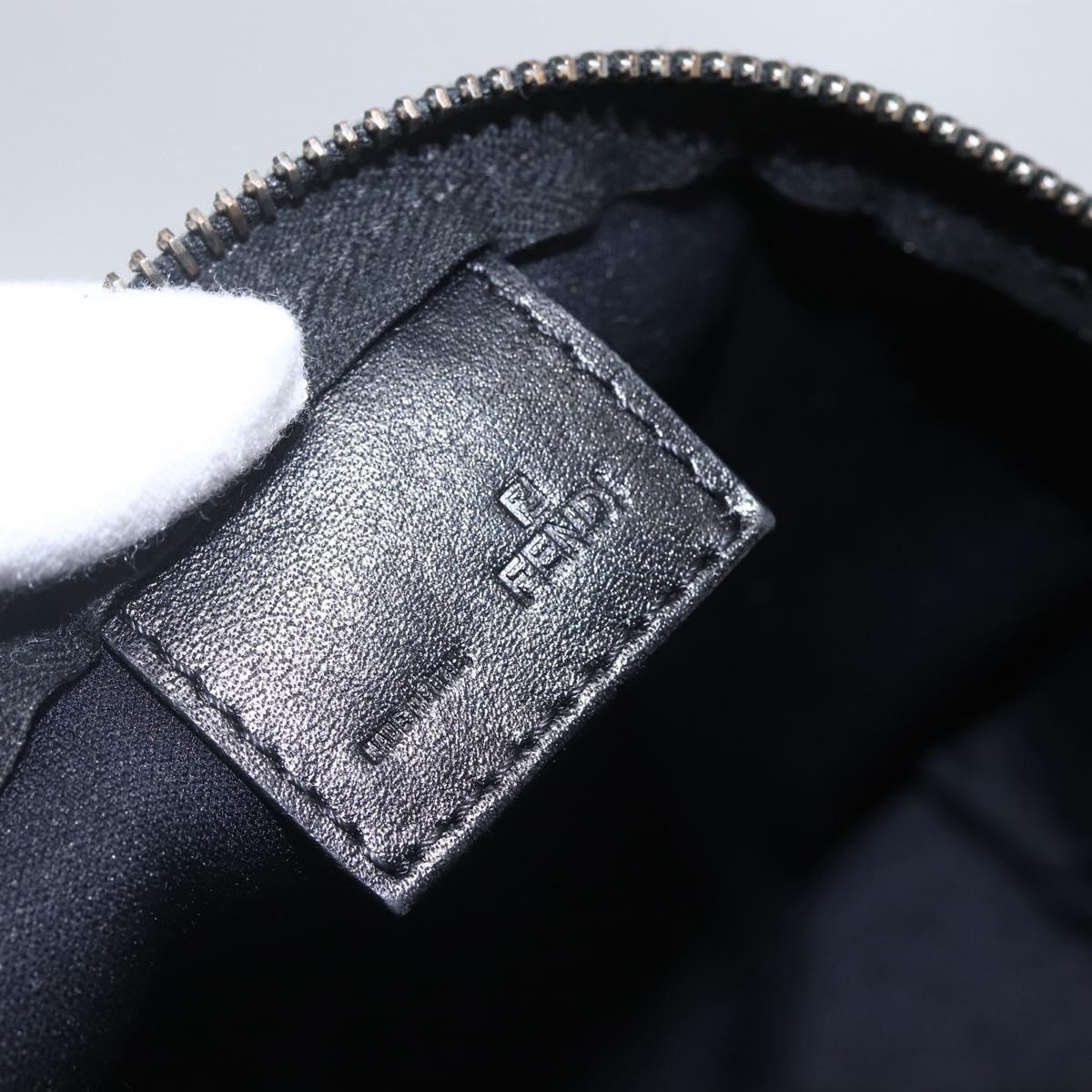 FENDI Zucchino Canvas Pouch Black Brown Auth 160049