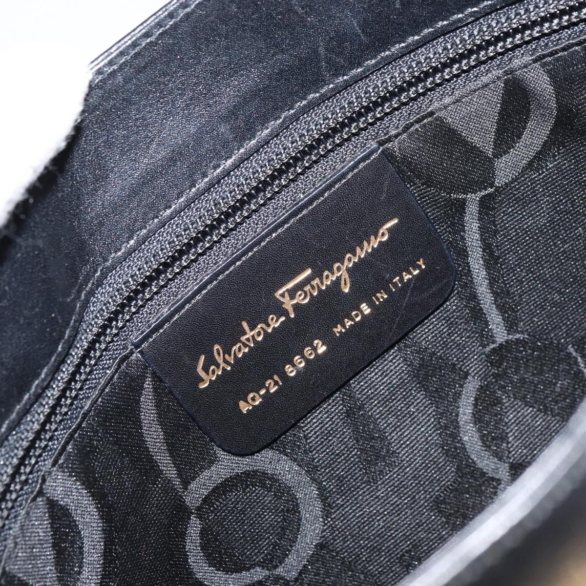 Salvatore Ferragamo Hand Bag Leather Black Gold Auth 160052