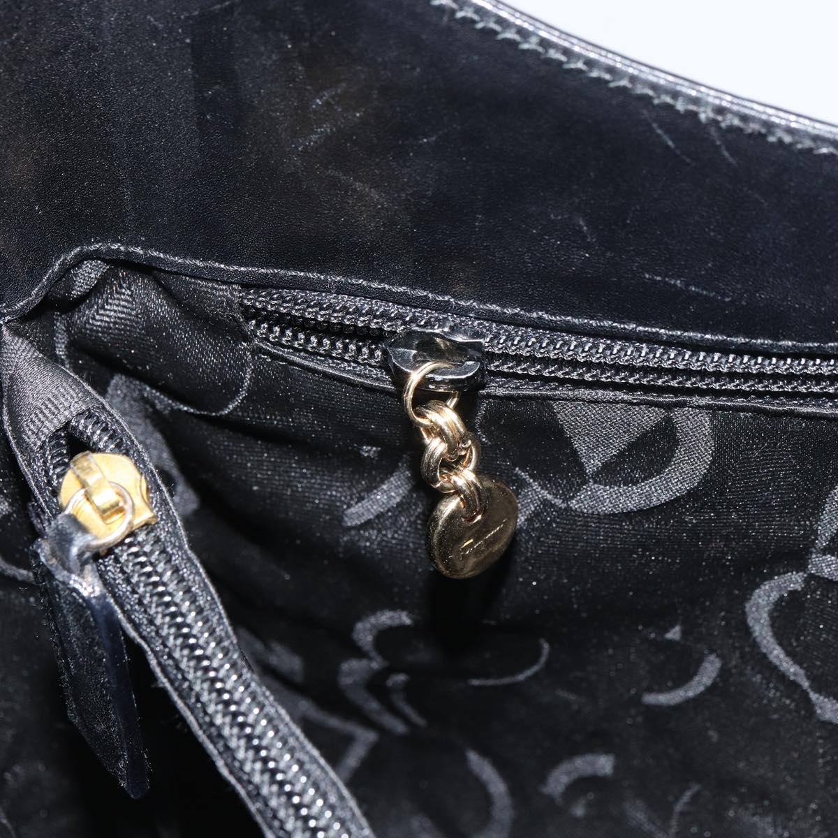 Salvatore Ferragamo Hand Bag Leather Black Gold Auth 160052