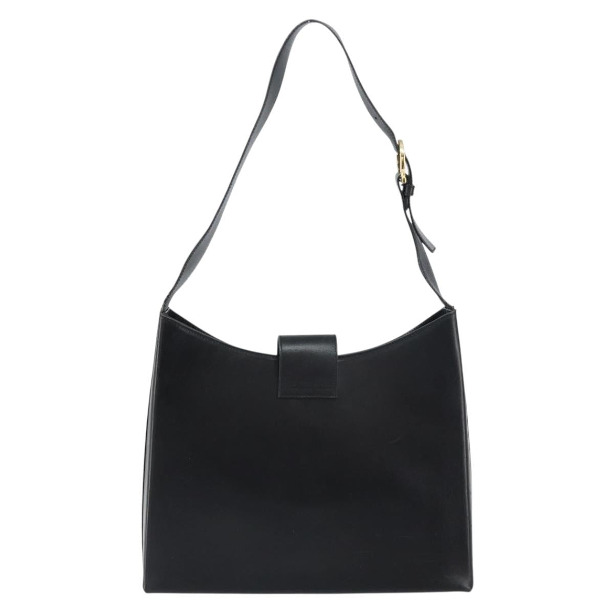 Salvatore Ferragamo Hand Bag Leather Black Gold Auth 160052
