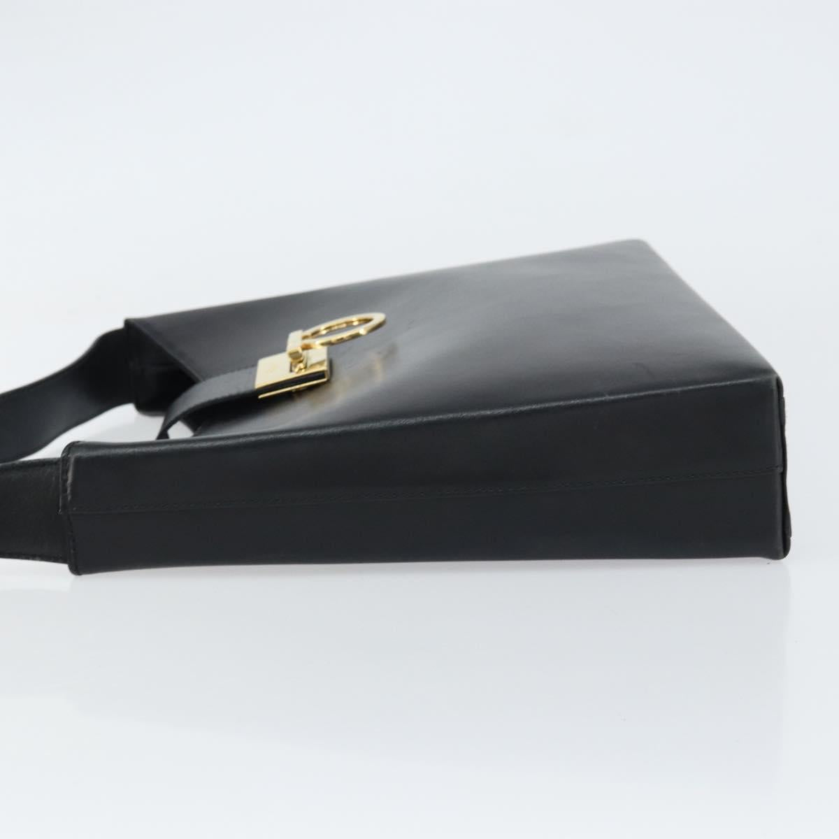 Salvatore Ferragamo Hand Bag Leather Black Gold Auth 160052