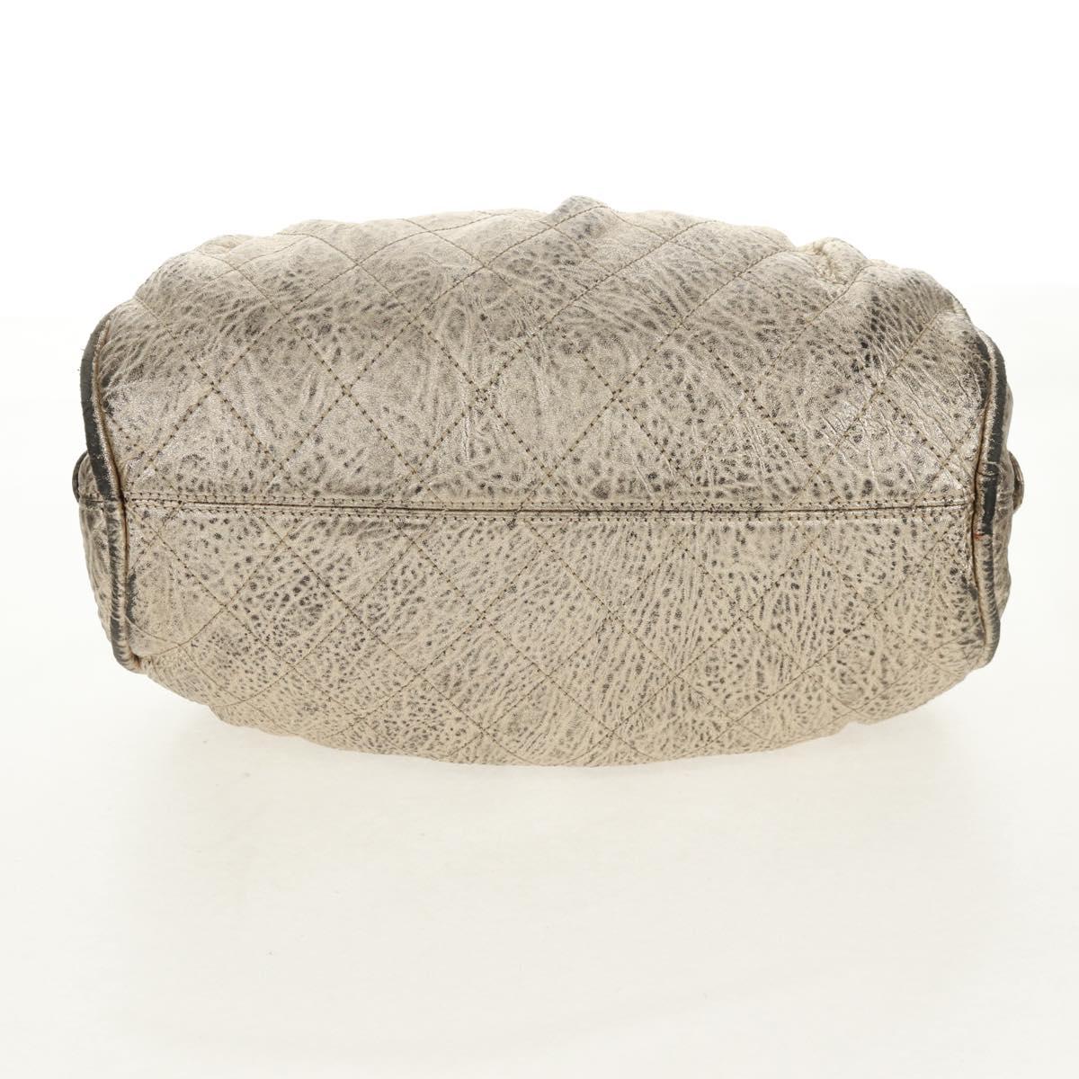 CHANEL Matelasse Hand Bag Leather Champagne Gold CC Auth 160074