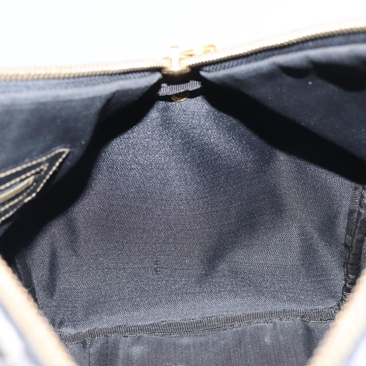 FENDI Pecan Canvas Boston Bag PVC Black Brown gold Auth 160096