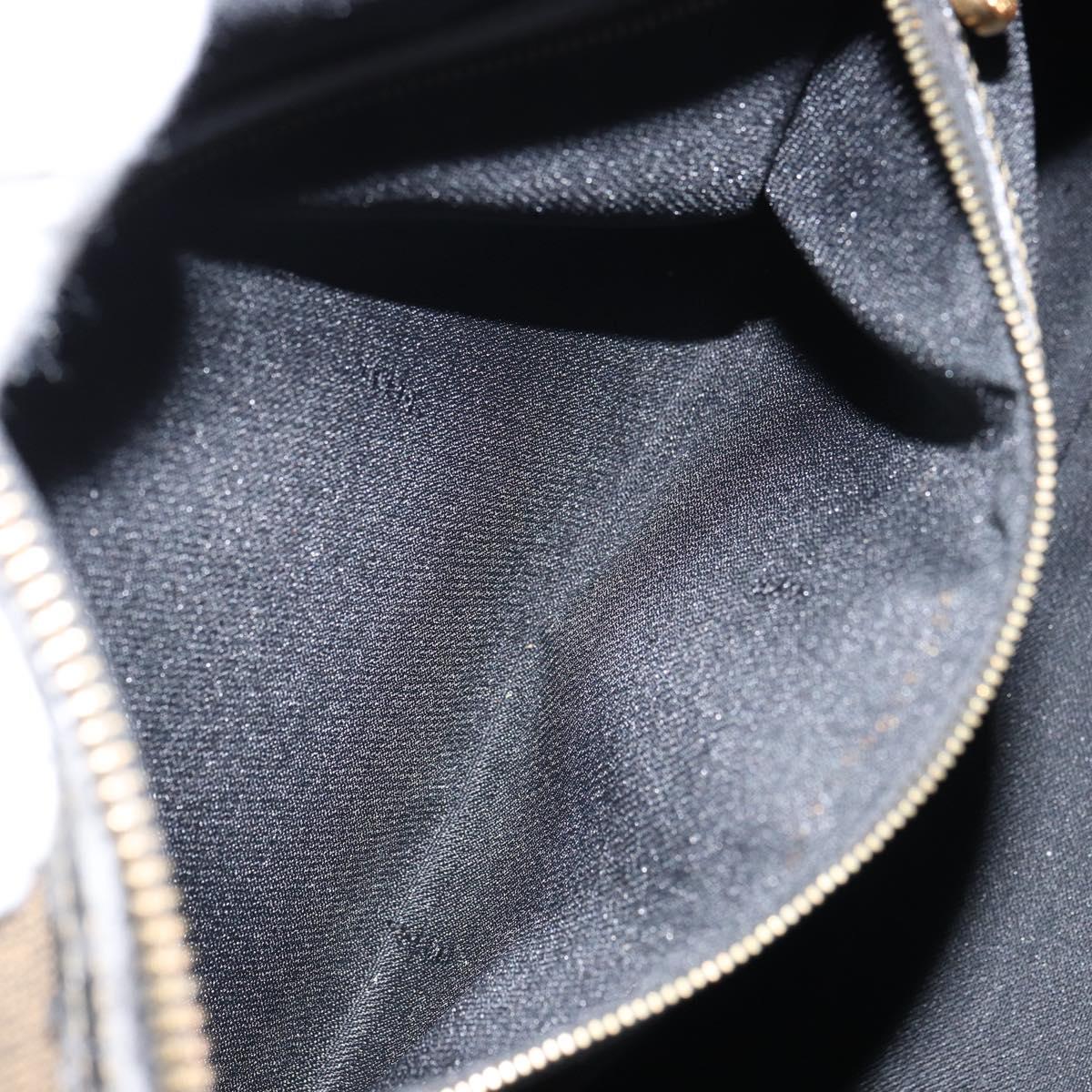 FENDI Pecan Canvas Boston Bag PVC Black Brown gold Auth 160096