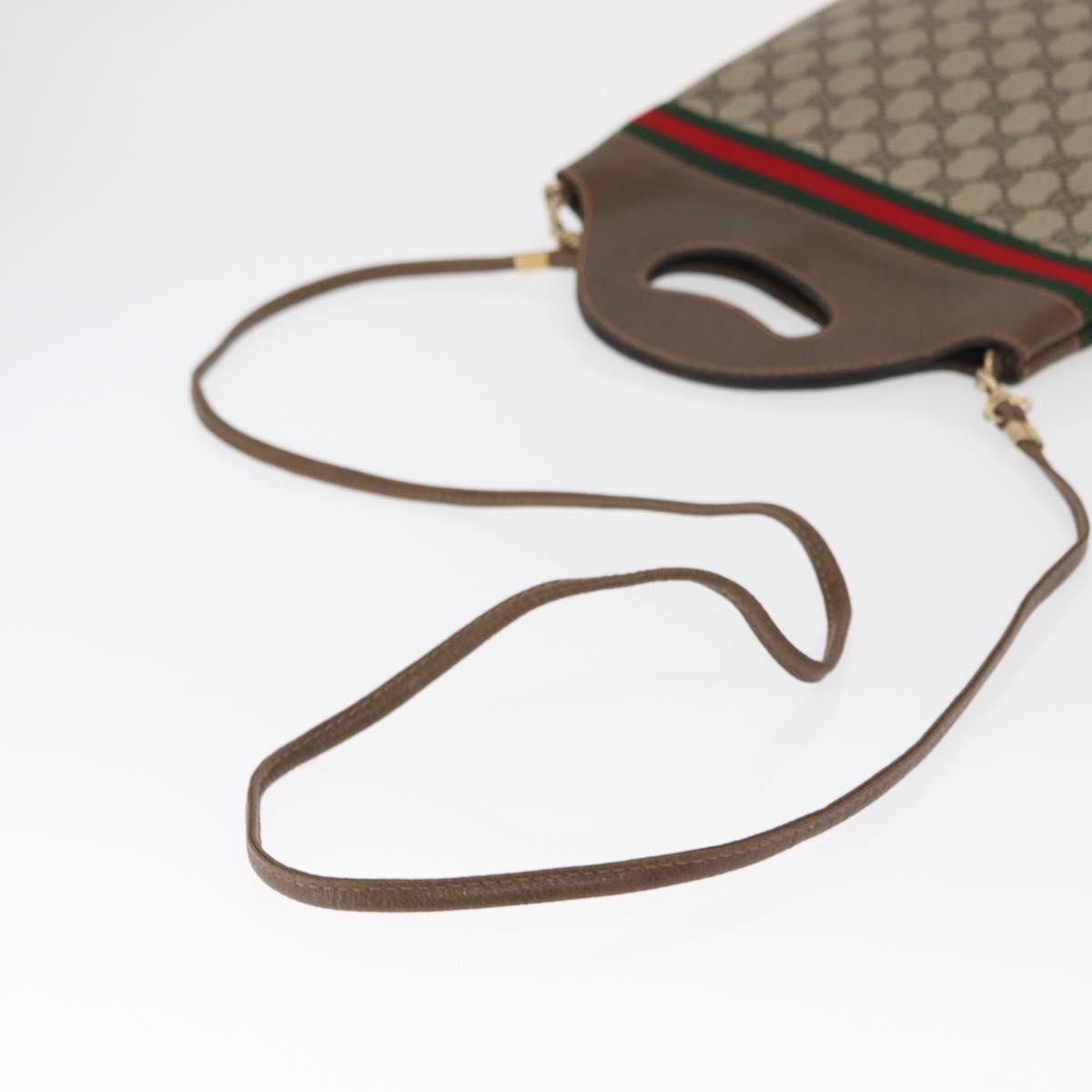 GUCCI GG Supreme Web Sherry Line Hand Bag PVC 2way Beige Gold Auth 160097