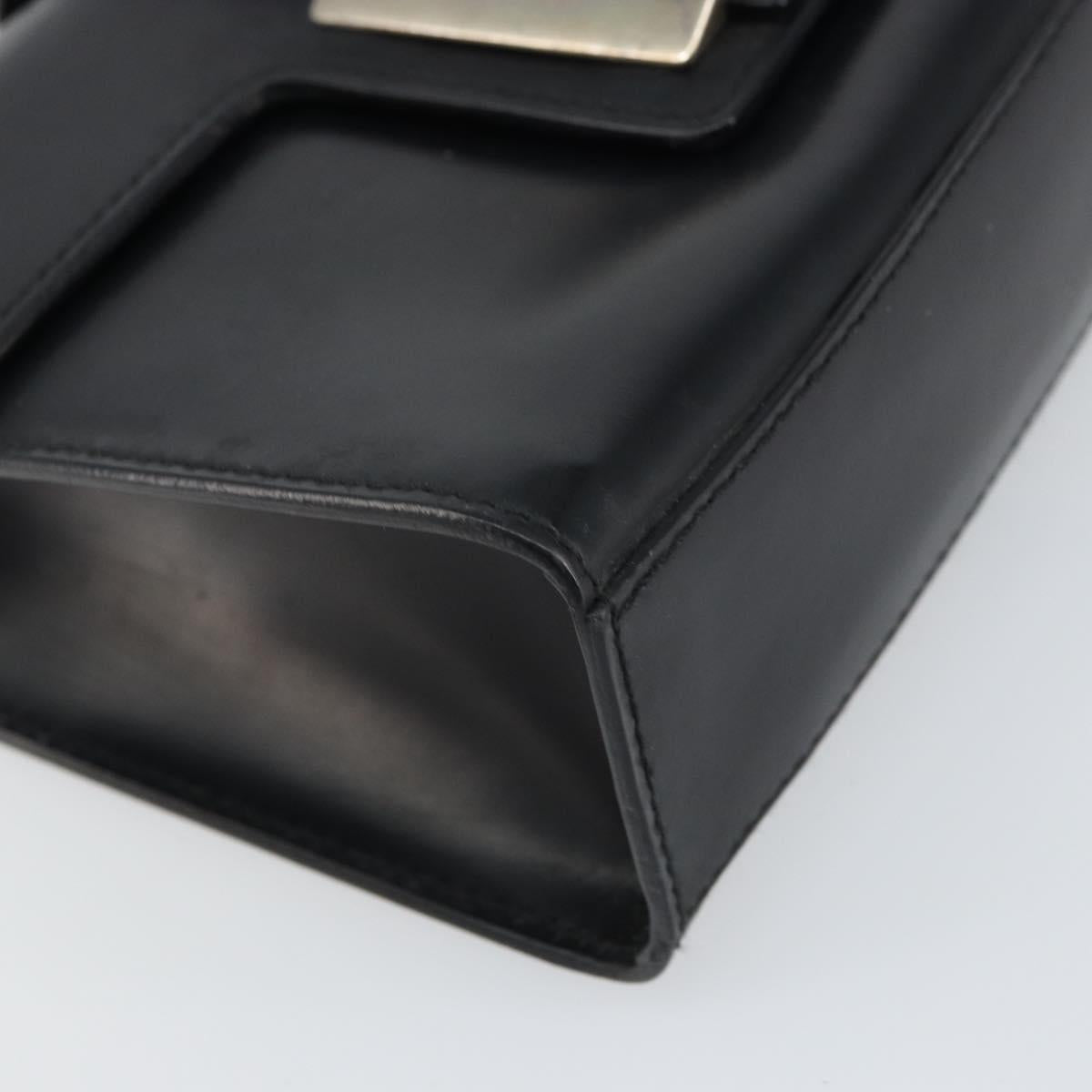 Salvatore Ferragamo Vala Hand Bag Leather Black Silver Auth 160107