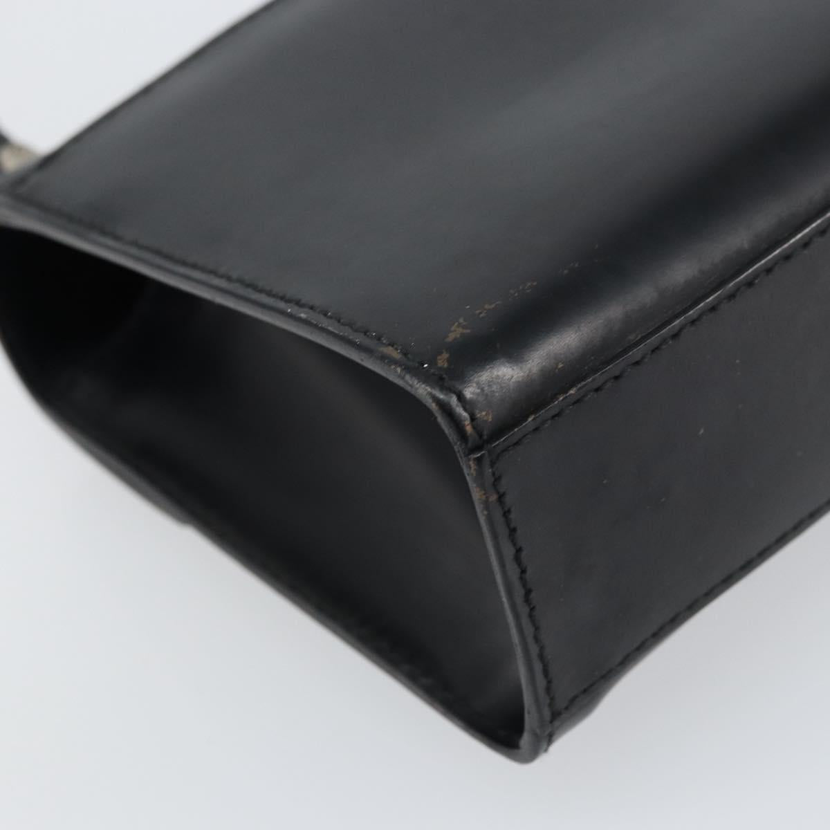 Salvatore Ferragamo Vala Hand Bag Leather Black Silver Auth 160107