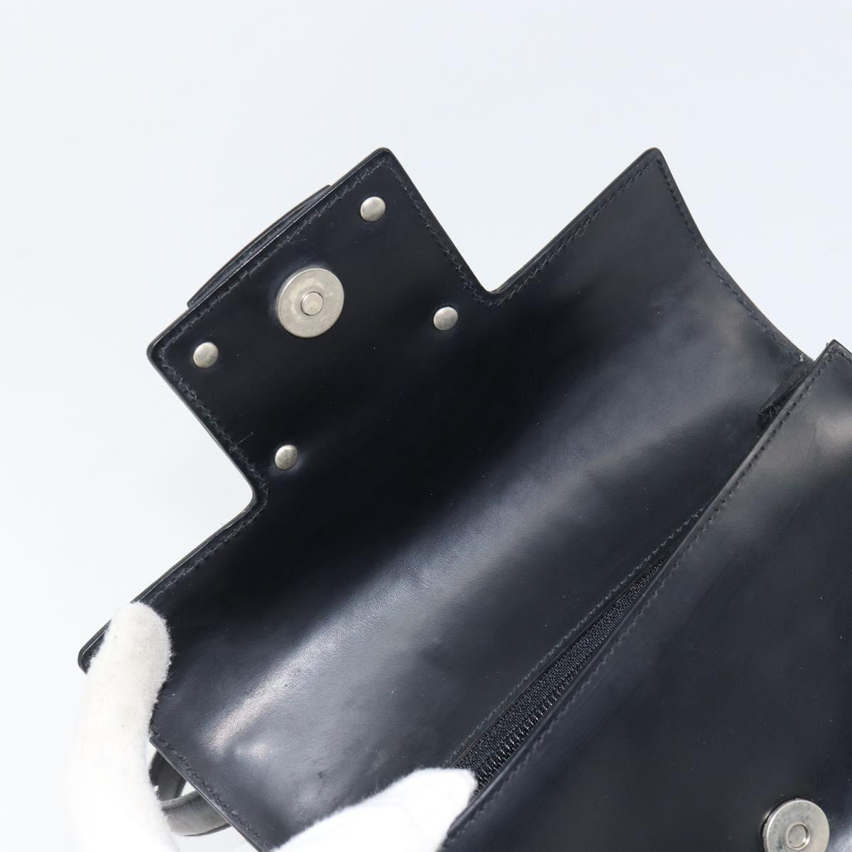Salvatore Ferragamo Vala Hand Bag Leather Black Silver Auth 160107