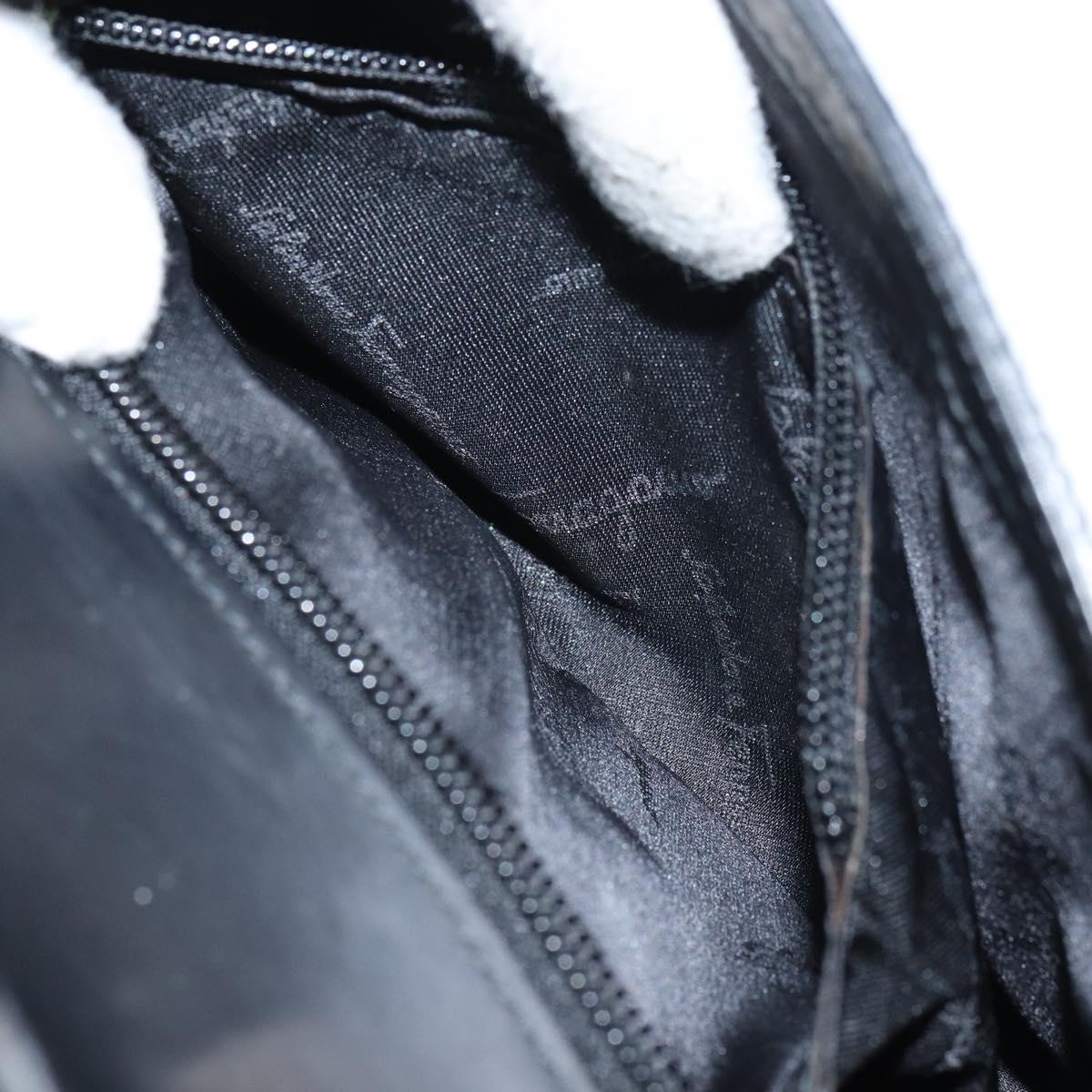 Salvatore Ferragamo Vala Hand Bag Leather Black Silver Auth 160107