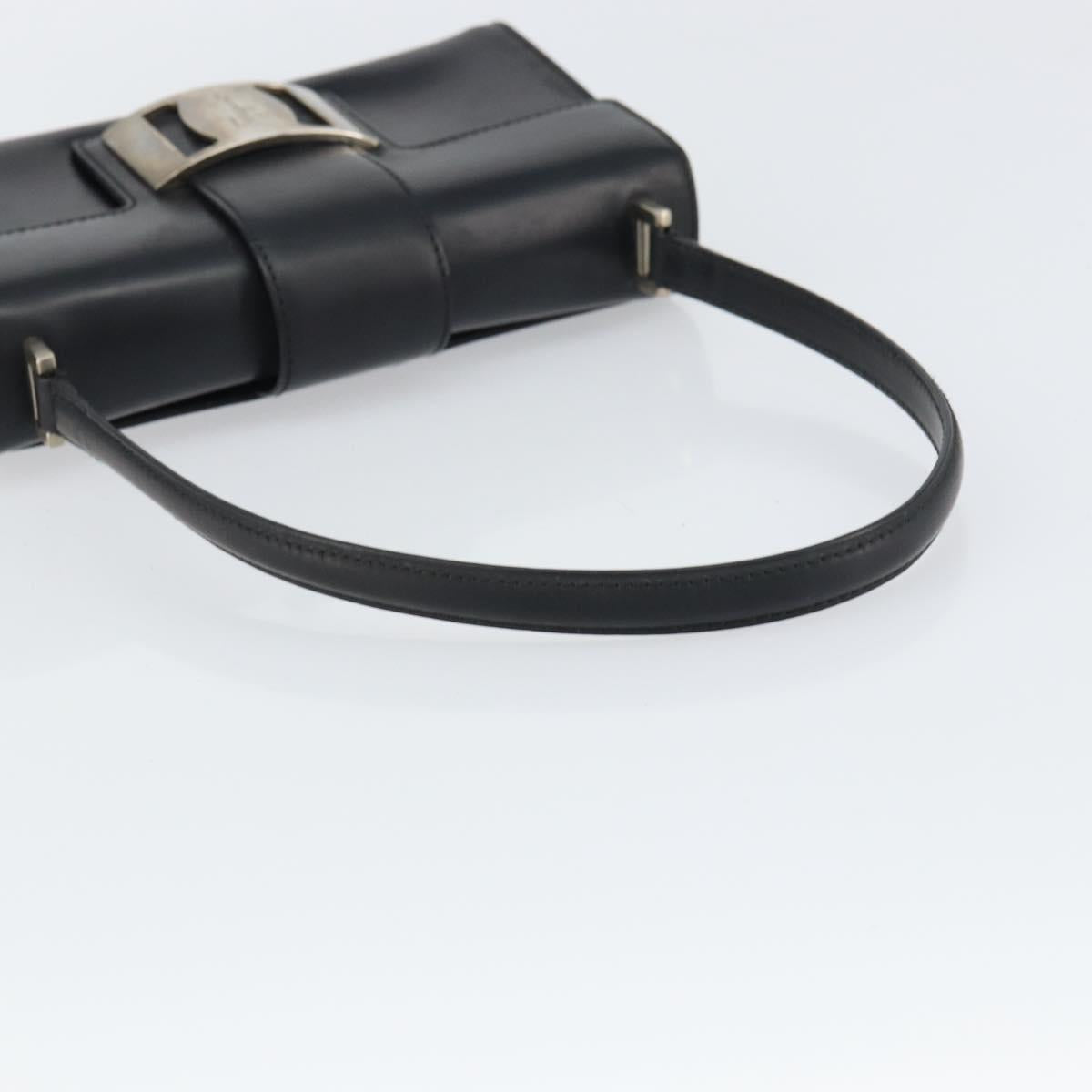 Salvatore Ferragamo Vala Hand Bag Leather Black Silver Auth 160107