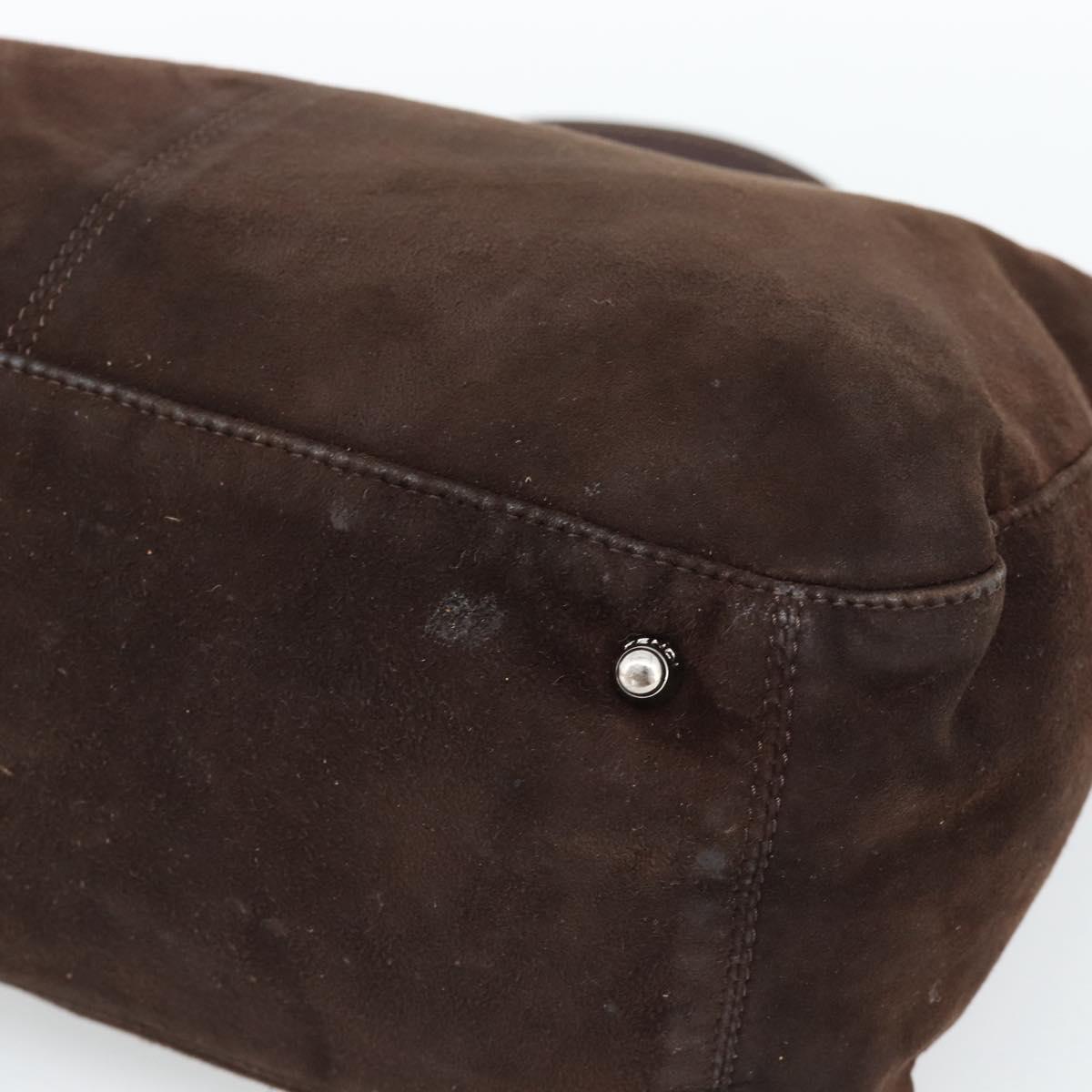 FENDI Hand Bag Suede Brown Silver Auth 160122