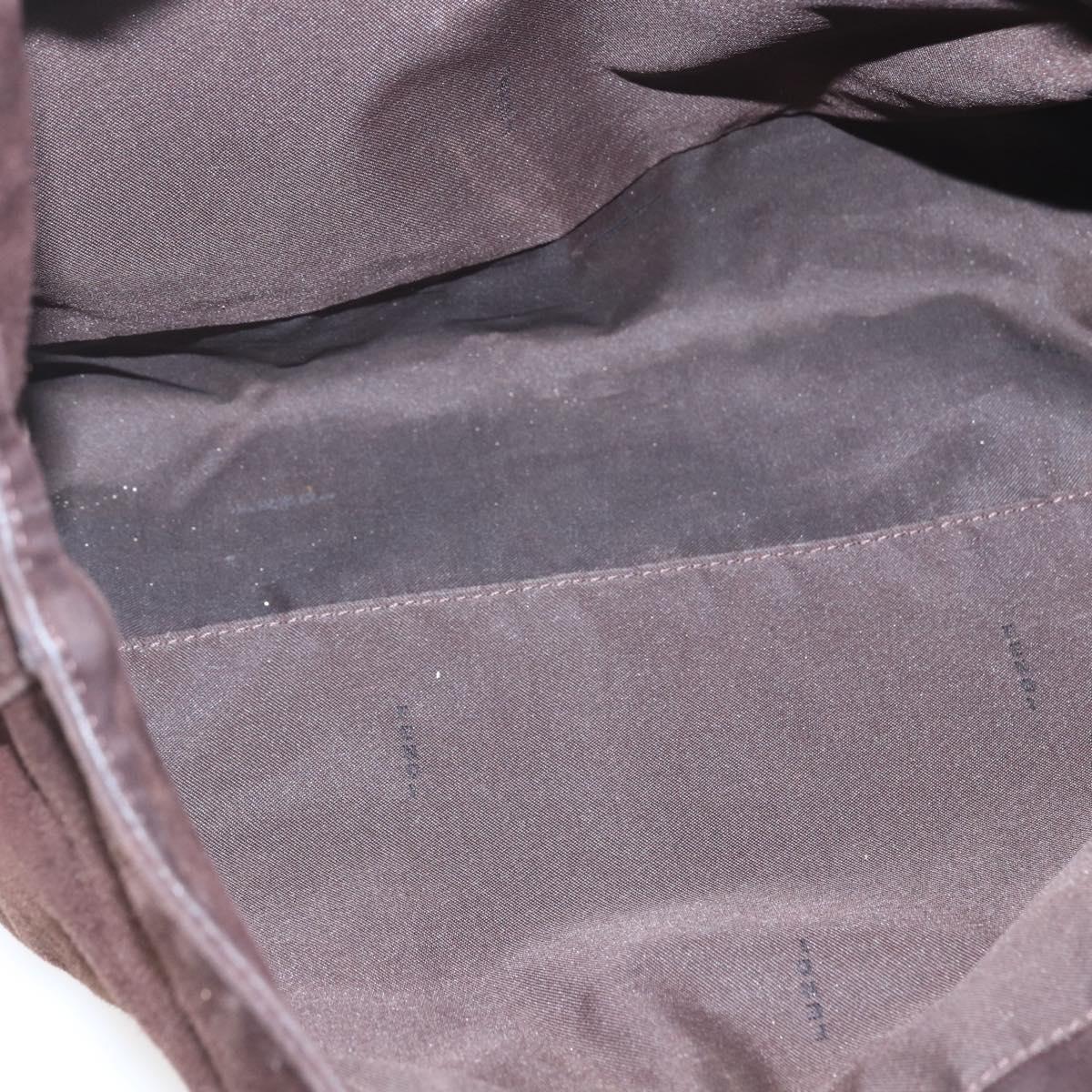 FENDI Hand Bag Suede Brown Silver Auth 160122