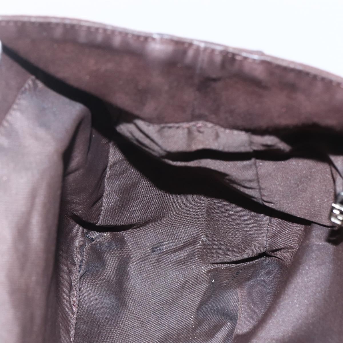 FENDI Hand Bag Suede Brown Silver Auth 160122