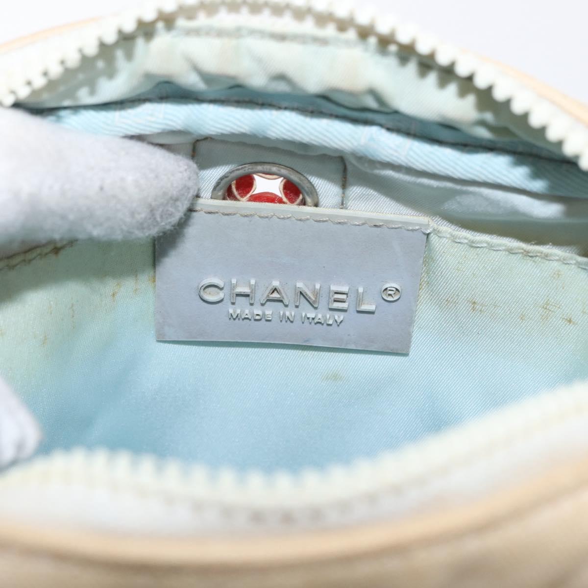 CHANEL Sports Line Shoulder Bag Canvas White Silver CC Auth 160123A