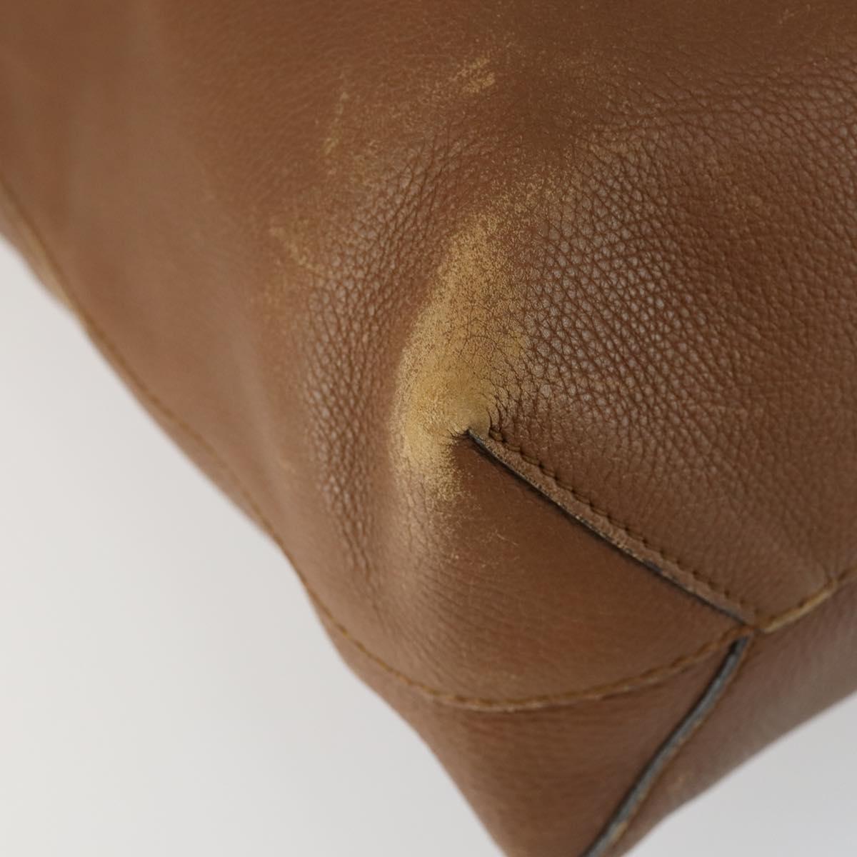 GUCCI Tote Bag Leather Brown Silver Auth 160133